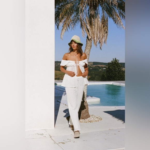 Sabo Skirt Kala Pants White Knit Crochet Lounge Trousers Size S - Picture 2 of 11